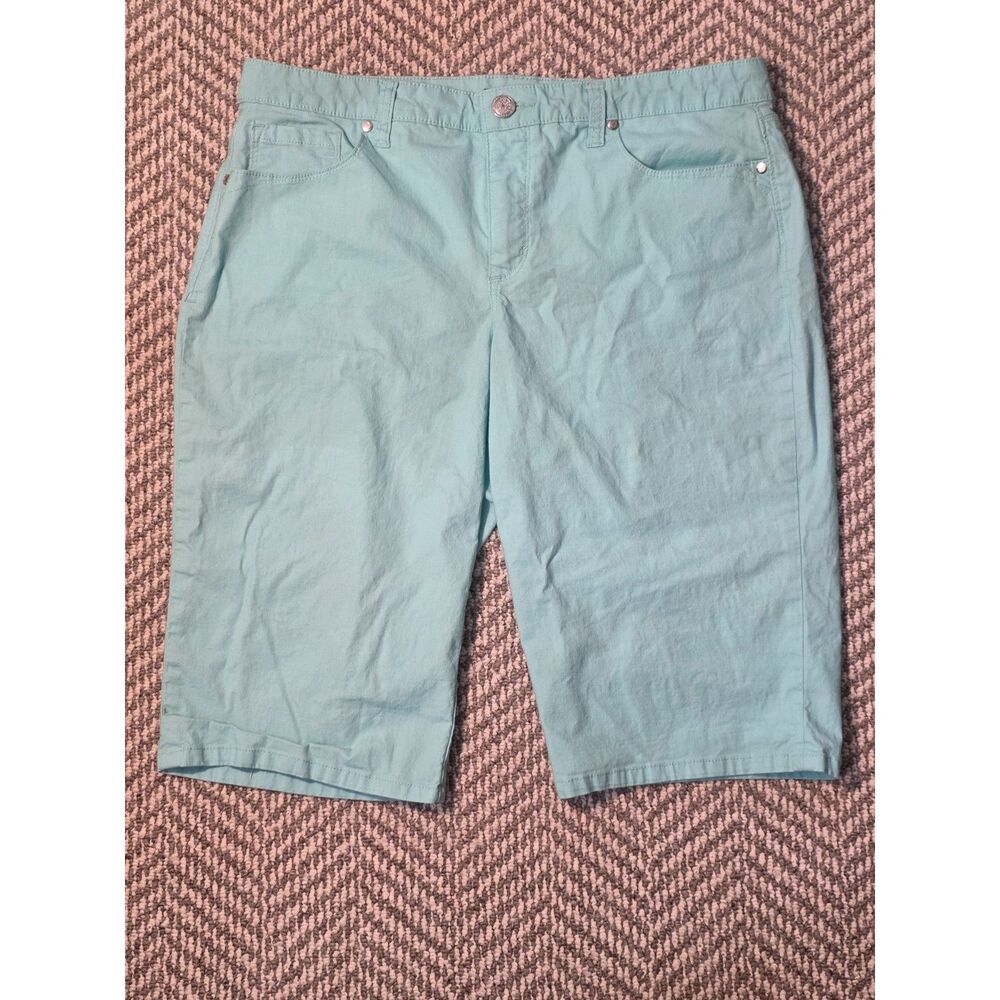 Bandolino Womens Riley Bermuda Shorts Light Blue Aqua Size 12 Stretch